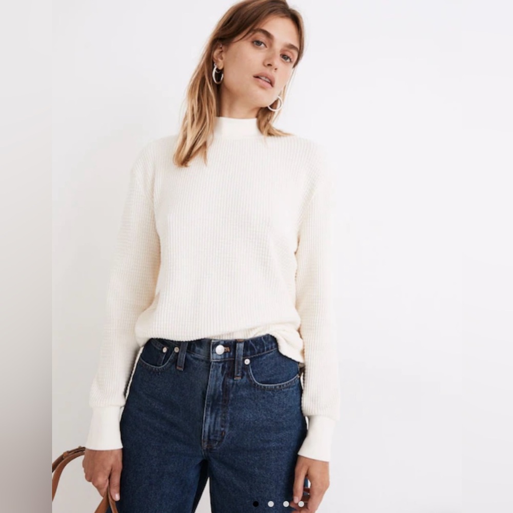 Madewell Cream Waffle Knit Sweater